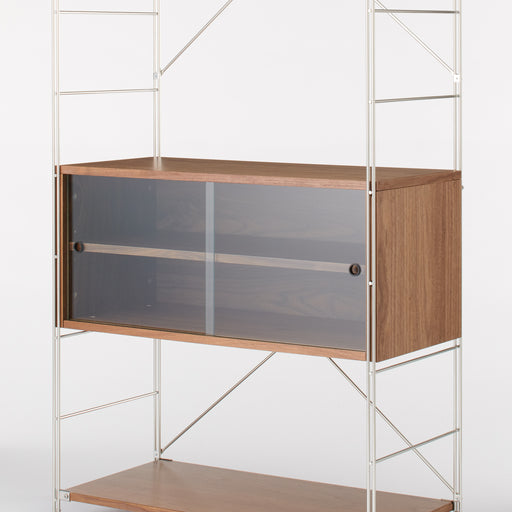 SUS Shelving Unit Box with Glass Door - Walnut MUJI