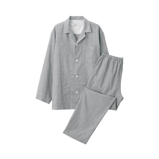 Men's Side Seamless Double Gauze Pajamas Gray MUJI