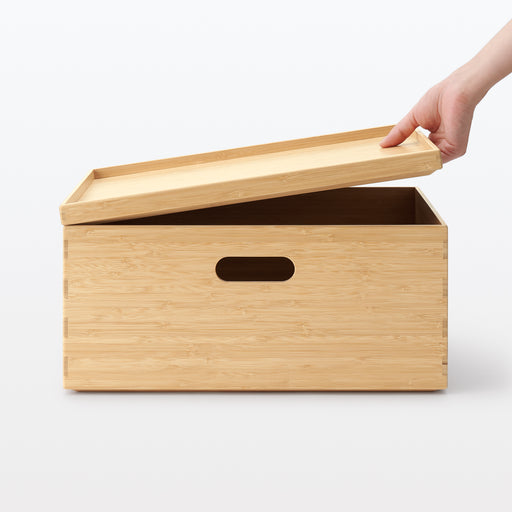 Stackable Bamboo Box Lid W14.6 x D10.2 x H1" MUJI