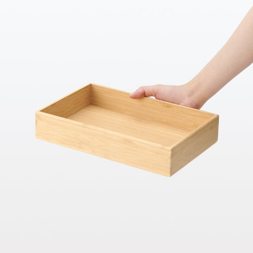 Stackable Bamboo Organizer Box - Medium W6.7 x D10.2 x H2.2" MUJI