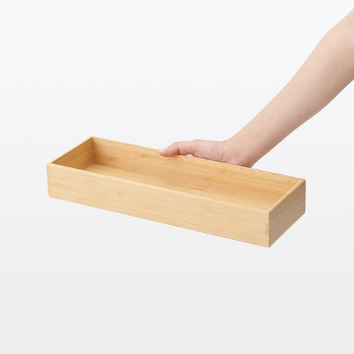 Stackable Bamboo Organizer Box - Large W4.5 x D13.4 x H2.2" MUJI