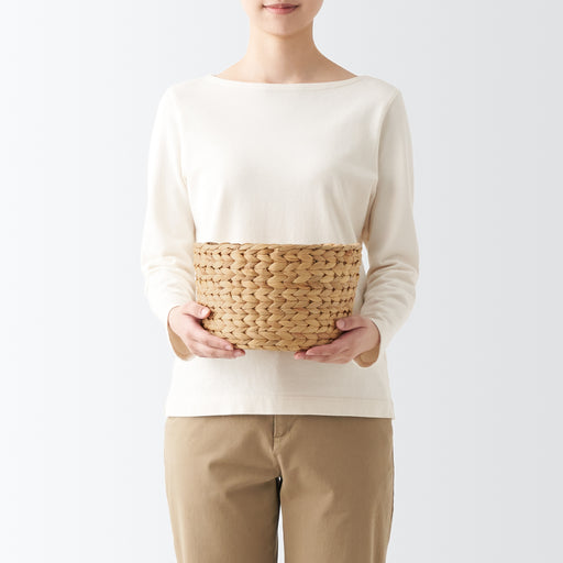 #wk 49 - Water Hyacinth Basket - Round - Shallow Dia. 9.8 x H6.3" MUJI