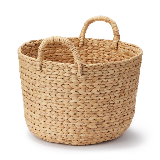 #wk 49 - Water Hyacinth Basket with Handles - Round - Small Dia. 14.6 x H10.2" MUJI