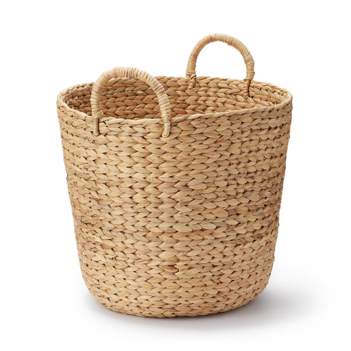 #wk 49 - Water Hyacinth Basket with Handles - Round - Large Dia. 17.7 x H15.7" MUJI