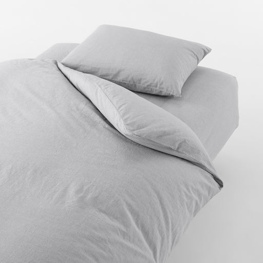 Washed Cotton Duvet Cover Gray MUJI