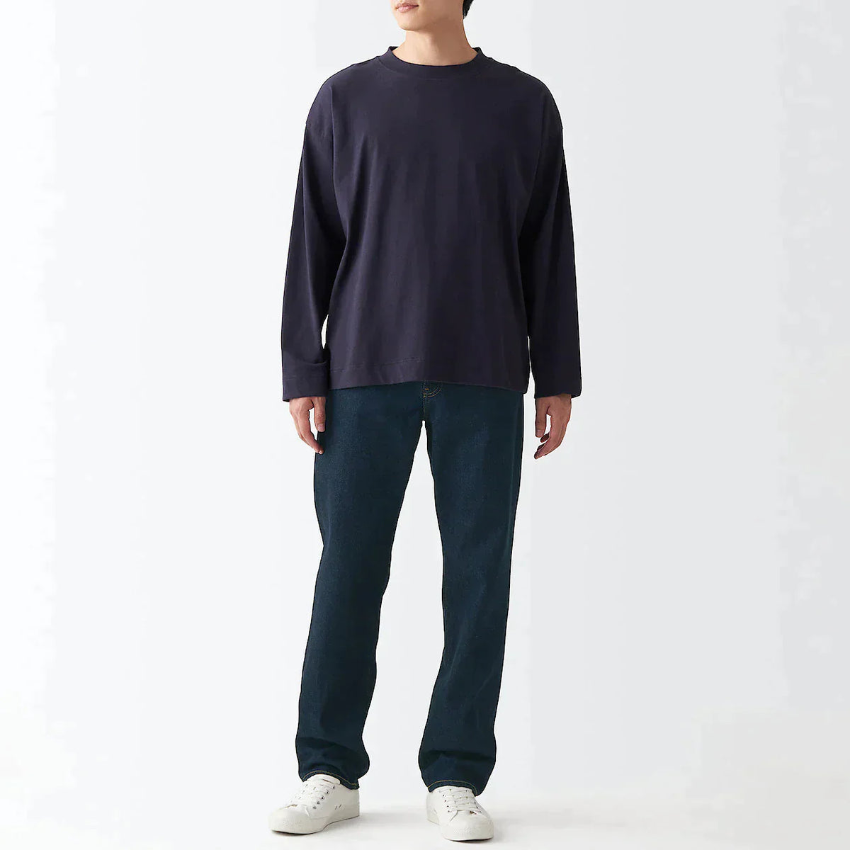 Men's Denim Regular Fit Pants Dark Navy | Men's Straight Jeans | MUJI USA