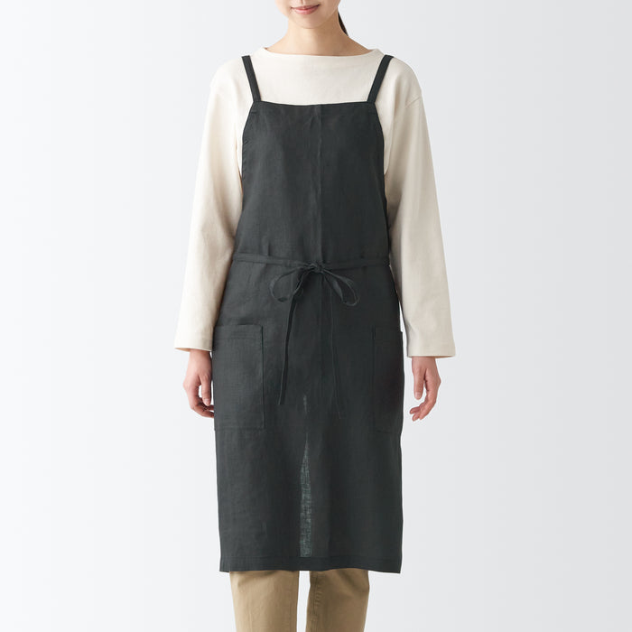 Linen Cross Back Apron Japanese Apron X Back Pinafore 100% linen Kitchen  Dress.