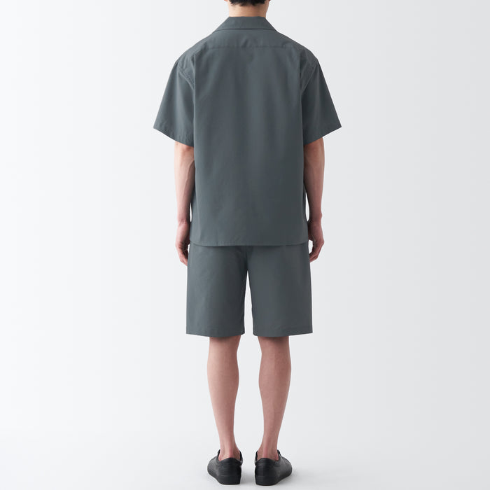 Men's Seersucker Open Collar Short Sleeve Shirt | MUJI USA