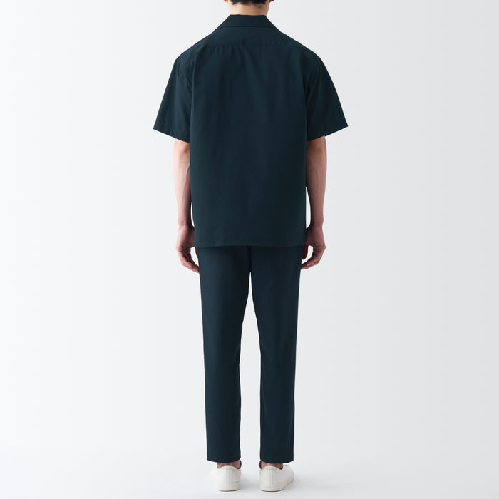 Men's Seersucker Open Collar Short Sleeve Shirt | MUJI USA