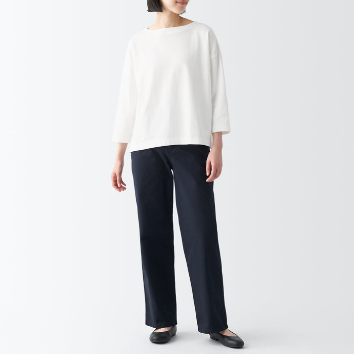 Women's Heavyweight Boat Neck 3/4 Sleeve T-Shirt | MUJI USA