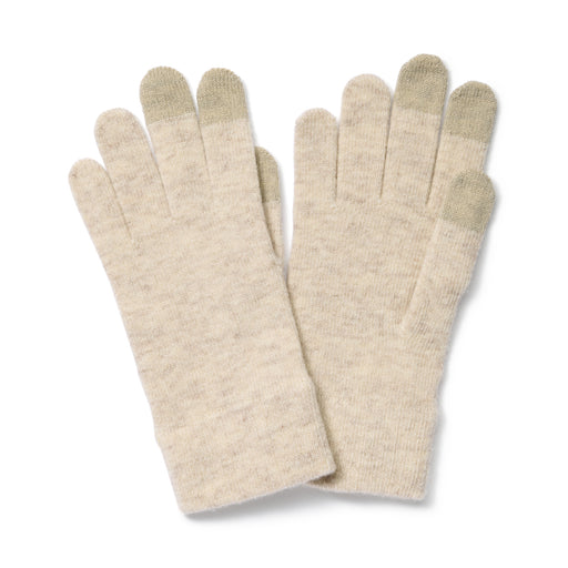 Wool Blend Touchscreen Gloves Oatmeal MUJI