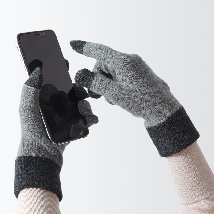 Wool Blend Touchscreen Bicolor Gloves | USA Accessories Winter MUJI 