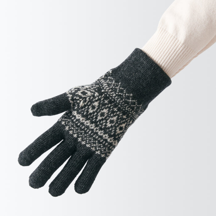 Wool Blend Touchscreen Gloves - Patterned