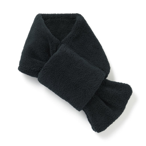 Recycled Polyester Boa Pocketable Stole Black MUJI