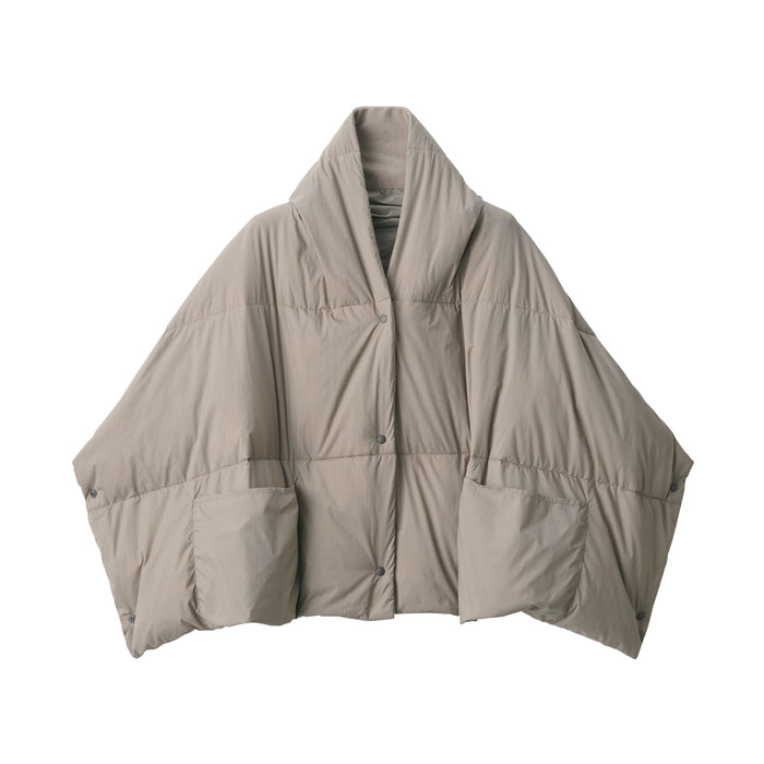 Recycled Nylon Blend Pocketable Down Cape | Winter Accessories