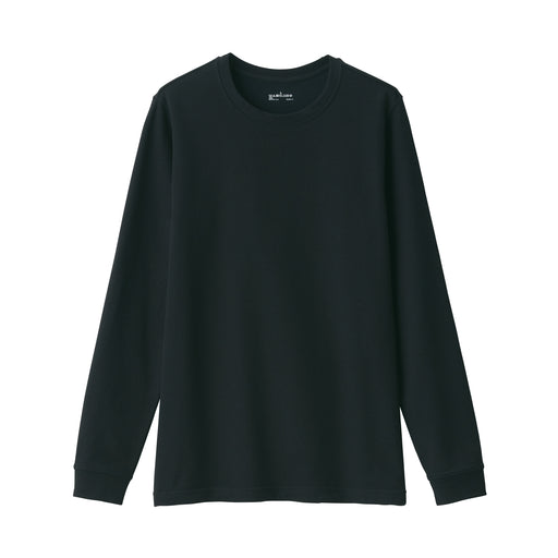 Men's Warm Thick Cotton Crew Neck Long Sleeve T-Shirt Black MUJI