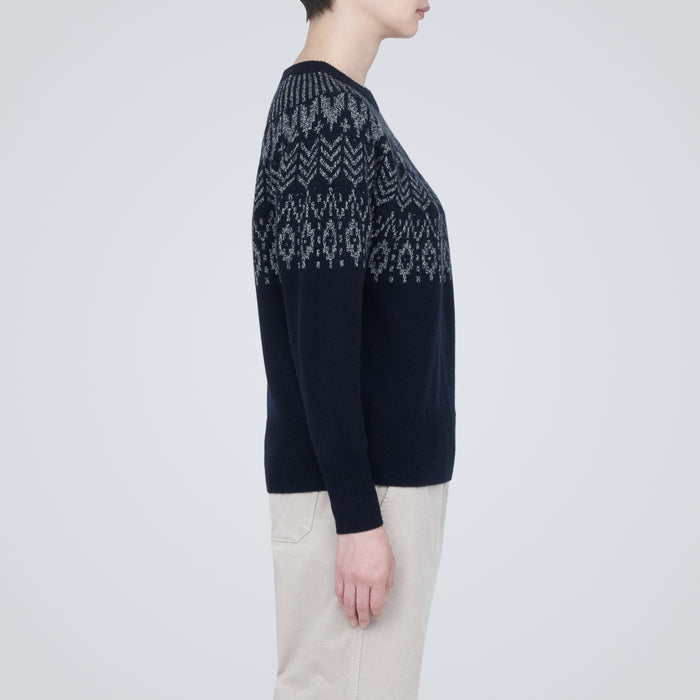 MUJI USA Women's Jacquard Crew Neck Sweater