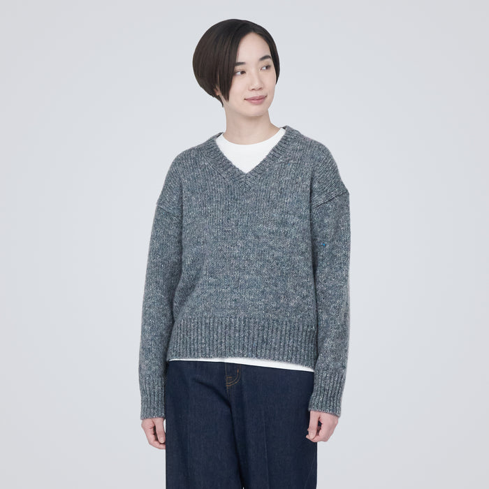 Women's Merino Wool Jacquard Crew Neck Sweater | Winter Sweaters | MUJI USA Off White Pattern / Xs