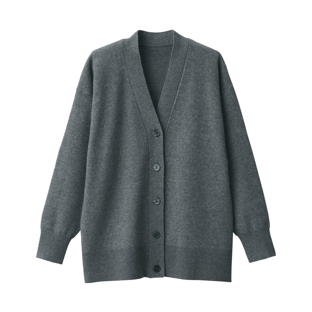 Women's Washable Milano Rib V-Neck Wide Cardigan | MUJI USA