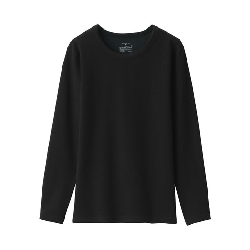 Women's Warm Thick Cotton Crew Neck Long Sleeve T-Shirt Black MUJI