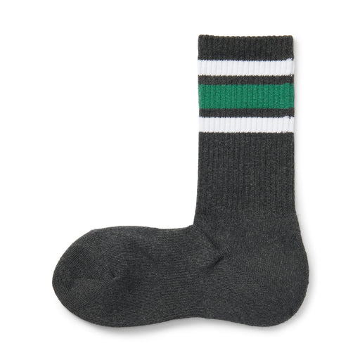 Right Angle Pile Striped Socks Green Pattern MUJI