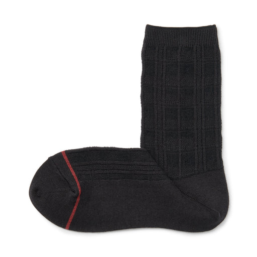 Warm Pile Cotton Patterned Stitch Socks Dark Gray MUJI