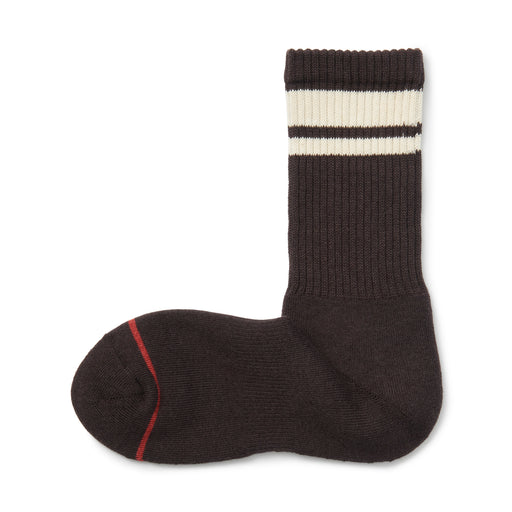 Warm Pile Cotton Stripe Socks Brown Stripe MUJI