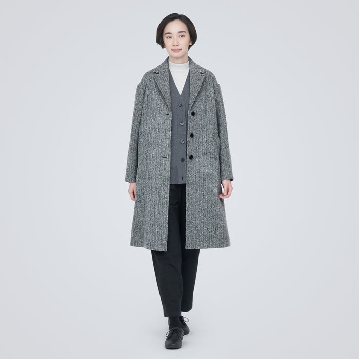 Women's Recycled Wool Blend Chester Coat - Gray Pattern