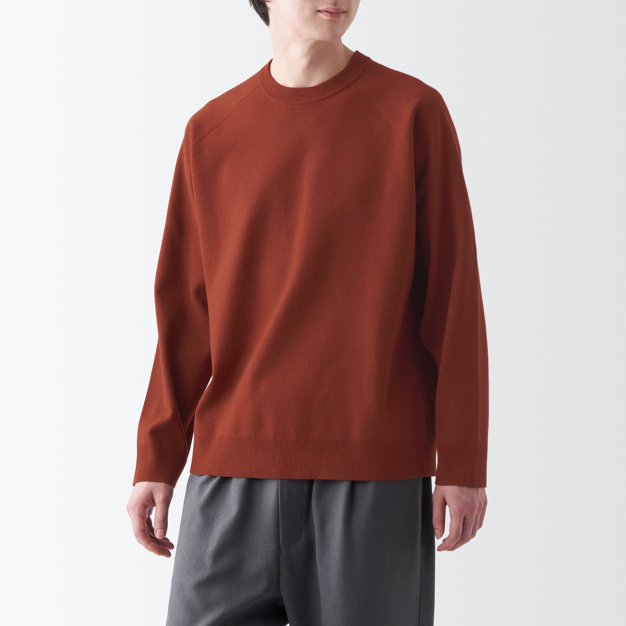 Men's Washable Milano Rib Crew Neck Wide Sweater | MUJI USA