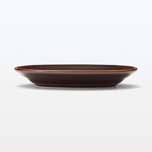 Porcelain Rimmed Oval Plate Small - Brown Glaze MUJI