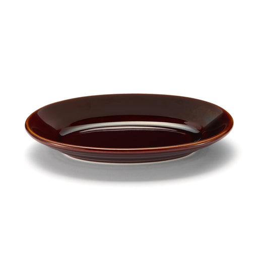 Porcelain Rimmed Oval Plate Small - Brown Glaze MUJI