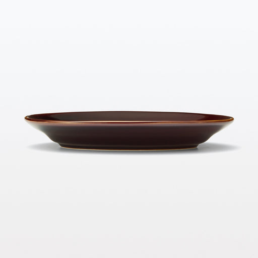 Porcelain Rimmed Oval Plate Medium - Brown Glaze MUJI