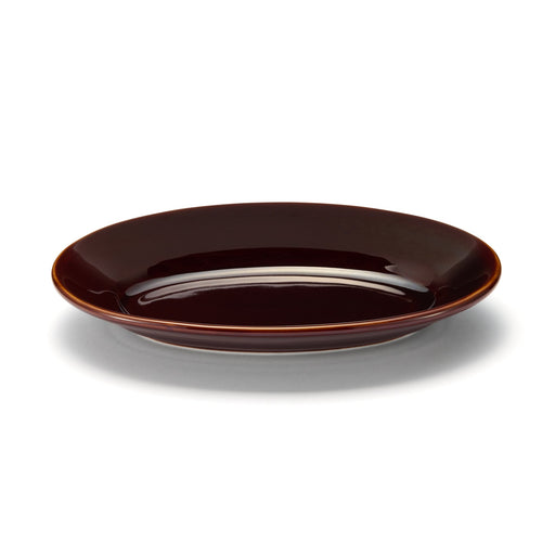 Porcelain Rimmed Oval Plate Medium - Brown Glaze MUJI