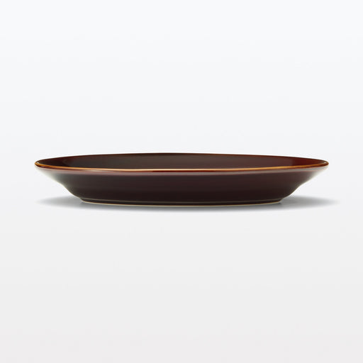 Porcelain Rimmed Oval Plate Large - Brown Glaze MUJI