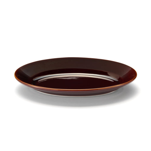 Porcelain Rimmed Oval Plate Large - Brown Glaze MUJI