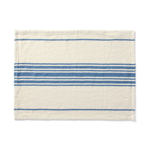 Low-Count Indian Cotton Placemat Center Striped Natural Blue MUJI