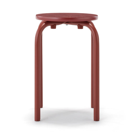 #wk 49 -imported- Steel Pipe Stacking Stool - Burgundy MUJI