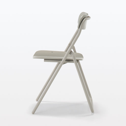 #wk 49 -imported- Steel Pipe Folding Chair with Wooden Seat - Warm Grey MUJI