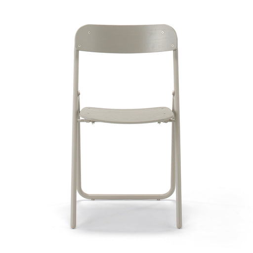 #wk 49 -imported- Steel Pipe Folding Chair with Wooden Seat - Warm Grey MUJI