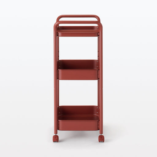 #wk 49 -imported- Steel Pipe Wheeled Rack Utility Cart - Burgundy MUJI