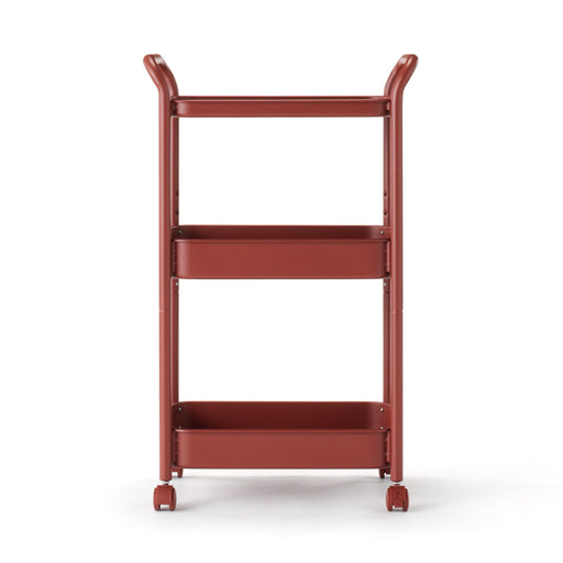 #wk 49 -imported- Steel Pipe Wheeled Rack Utility Cart - Burgundy MUJI