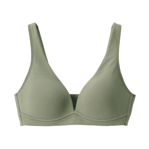 Women's Wireless Plunge Bra Khaki Green MUJI