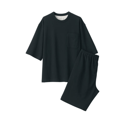 Men's Sweatshirt Short Sleeve Loungewear Set Black MUJI