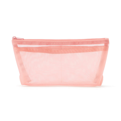 Nylon Mesh Pen Case with Gusset Tall - Pink MUJI