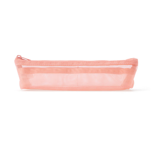 Nylon Mesh Pen Case with Gusset Thin - Pink MUJI