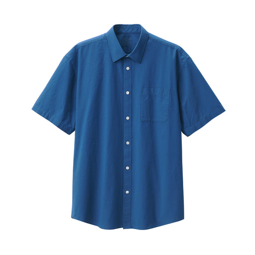 Men's Washed Broadcloth Short Sleeve Shirt Blue MUJI