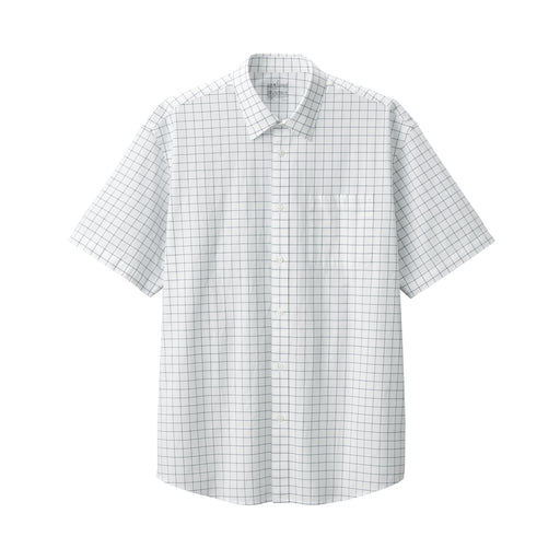 Men's Washed Broadcloth Short Sleeve Patterned Shirt White Check MUJI