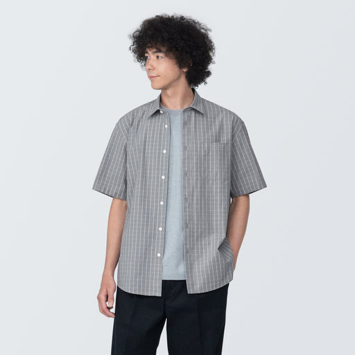 Men's Washed Broadcloth Short Sleeve Patterned Shirt MUJI