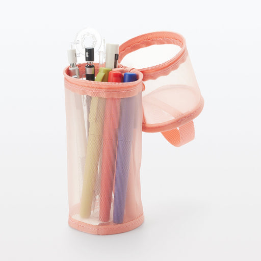 Nylon Mesh Vertical/Horizontal Pen Case Thin - Pink MUJI