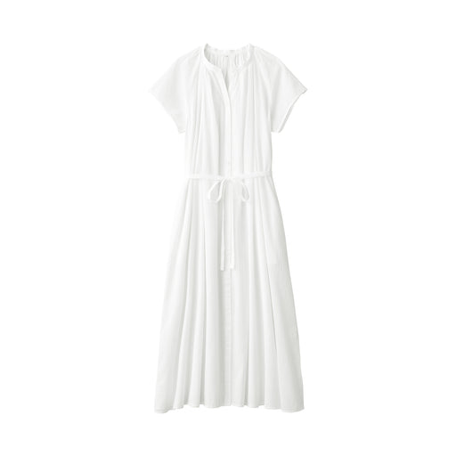 Women's High-Twist Veil French Sleeve Dress White MUJI